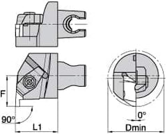 Kennametal - Insert Style NG 2R, 30mm Head Length, Left Hand Cut, Internal Modular Threading Cutting Unit Head - System Size KM3225, 22mm Center to Cutting Edge, Series Top Notch - Exact Tooling
