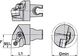 Kennametal - Right Hand Cut, Size KM3225, CN.. Insert Compatiblity, Internal Modular Turning & Profiling Cutting Unit Head - 22mm Ctr to Cutting Edge, 30mm Head Length, Through Coolant, Series Kenloc - Exact Tooling