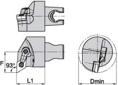 Kennametal - Left Hand Cut, Size KM3225, DN.. Insert Compatiblity, Internal Modular Turning & Profiling Cutting Unit Head - 22mm Ctr to Cutting Edge, 30mm Head Length, Through Coolant, Series Kenloc - Exact Tooling