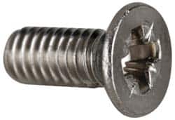 Value Collection - M4x0.70 Metric Coarse, 10mm OAL Pozidriv Drive Machine Screw - Flat Head, Grade 18-8 & A2 Stainless Steel, Uncoated, Without Washer - Exact Tooling