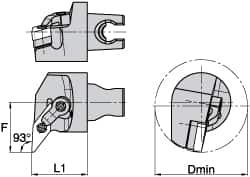 Kennametal - Right Hand Cut, Size KM3225, VN.. Insert Compatiblity, Internal Modular Turning & Profiling Cutting Unit Head - 27mm Ctr to Cutting Edge, 30mm Head Length, Through Coolant, Series Kenloc - Exact Tooling