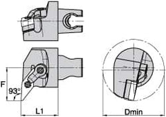 Kennametal - Left Hand Cut, Size KM3225, VN.. Insert Compatiblity, Internal Modular Turning & Profiling Cutting Unit Head - 27mm Ctr to Cutting Edge, 30mm Head Length, Through Coolant, Series Kenloc - Exact Tooling