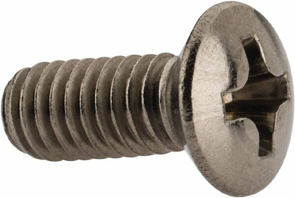 Value Collection - M4x0.70 Metric Coarse, 10mm OAL Phillips Drive Machine Screw - Oval Head, Grade 18-8 & A2 Stainless Steel, Uncoated, Without Washer - Exact Tooling