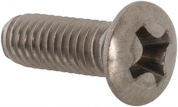 Value Collection - M4x0.70 Metric Coarse, 12mm OAL Phillips Drive Machine Screw - Oval Head, Grade 18-8 & A2 Stainless Steel, Uncoated, Without Washer - Exact Tooling
