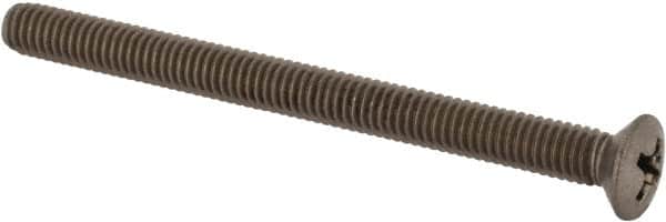 Value Collection - M4x0.70 Metric Coarse, 50mm OAL Phillips Drive Machine Screw - Oval Head, Grade 18-8 & A2 Stainless Steel, Uncoated, Without Washer - Exact Tooling