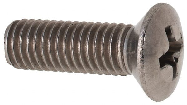 Value Collection - M5x0.80 Metric Coarse, 16mm OAL Phillips Drive Machine Screw - Oval Head, Grade 18-8 & A2 Stainless Steel, Uncoated, Without Washer - Exact Tooling