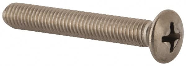 Value Collection - M5x0.80 Metric Coarse, 35mm OAL Phillips Drive Machine Screw - Oval Head, Grade 18-8 & A2 Stainless Steel, Uncoated, Without Washer - Exact Tooling