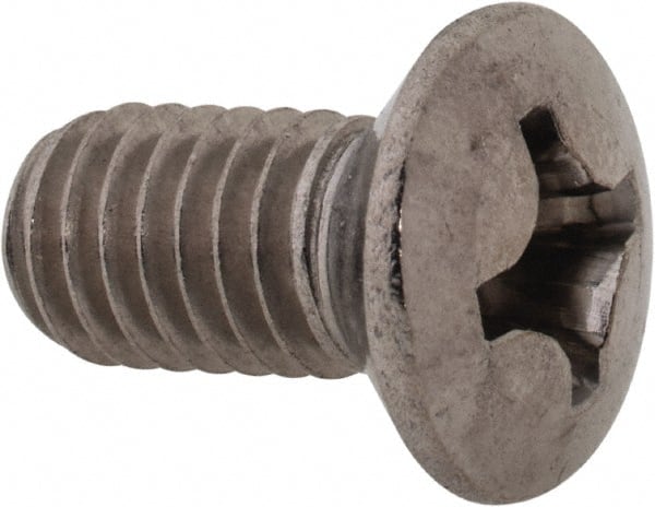Value Collection - M6x1.00 Metric Coarse, 12mm OAL Phillips Drive Machine Screw - Oval Head, Grade 18-8 & A2 Stainless Steel, Uncoated, Without Washer - Exact Tooling