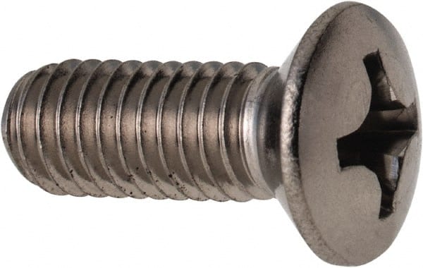 Value Collection - M6x1.00 Metric Coarse, 16mm OAL Phillips Drive Machine Screw - Oval Head, Grade 18-8 & A2 Stainless Steel, Uncoated, Without Washer - Exact Tooling