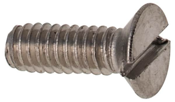 Value Collection - M2x0.40 Metric Coarse, 6mm OAL Slotted Drive Machine Screw - Flat Head, Grade 316 & A4 Stainless Steel, Uncoated, Without Washer - Exact Tooling
