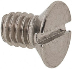 Value Collection - M2.5x0.45 Metric Coarse, 4mm OAL Slotted Drive Machine Screw - Flat Head, Grade 316 & A4 Stainless Steel, Uncoated, Without Washer - Exact Tooling