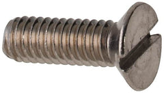 Value Collection - M2.5x0.45 Metric Coarse, 8mm OAL Slotted Drive Machine Screw - Flat Head, Grade 316 & A4 Stainless Steel, Uncoated, Without Washer - Exact Tooling