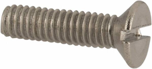 Value Collection - M2.5x0.45 Metric Coarse, 10mm OAL Slotted Drive Machine Screw - Flat Head, Grade 316 & A4 Stainless Steel, Uncoated, Without Washer - Exact Tooling