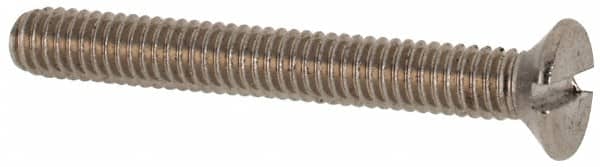 Value Collection - M2.5x0.45 Metric Coarse, 20mm OAL Slotted Drive Machine Screw - Flat Head, Grade 316 & A4 Stainless Steel, Uncoated, Without Washer - Exact Tooling