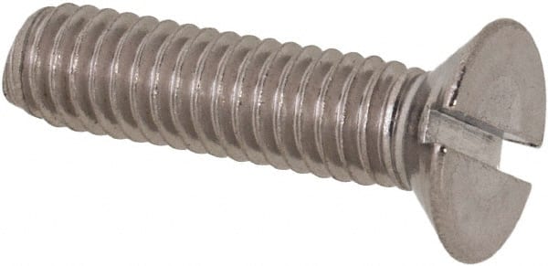 Value Collection - M4x0.70 Metric Coarse, 16mm OAL Slotted Drive Machine Screw - Flat Head, Grade 316 & A4 Stainless Steel, Uncoated, Without Washer - Exact Tooling