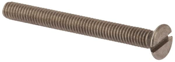 Value Collection - M4x0.70 Metric Coarse, 40mm OAL Slotted Drive Machine Screw - Flat Head, Grade 316 & A4 Stainless Steel, Uncoated, Without Washer - Exact Tooling