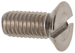 Value Collection - M5x0.80 Metric Coarse, 12mm OAL Slotted Drive Machine Screw - Flat Head, Grade 316 & A4 Stainless Steel, Uncoated, Without Washer - Exact Tooling