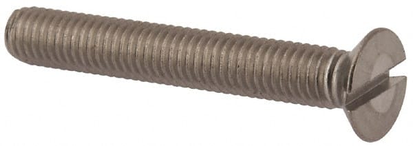 Value Collection - M5x0.80 Metric Coarse, 35mm OAL Slotted Drive Machine Screw - Flat Head, Grade 316 & A4 Stainless Steel, Uncoated, Without Washer - Exact Tooling