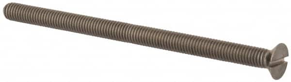 Value Collection - M5x0.80 Metric Coarse, 80mm OAL Slotted Drive Machine Screw - Flat Head, Grade 316 & A4 Stainless Steel, Uncoated, Without Washer - Exact Tooling