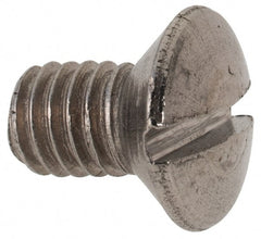 Value Collection - M6x1.00 Metric Coarse, 8mm OAL Slotted Drive Machine Screw - Flat Head, Grade 316 & A4 Stainless Steel, Uncoated, Without Washer - Exact Tooling