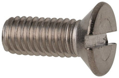 Value Collection - M6x1.00 Metric Coarse, 16mm OAL Slotted Drive Machine Screw - Flat Head, Grade 316 & A4 Stainless Steel, Uncoated, Without Washer - Exact Tooling