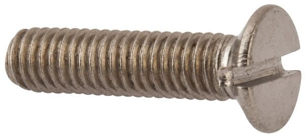 Value Collection - M6x1.00 Metric Coarse, 25mm OAL Slotted Drive Machine Screw - Flat Head, Grade 316 & A4 Stainless Steel, Uncoated, Without Washer - Exact Tooling