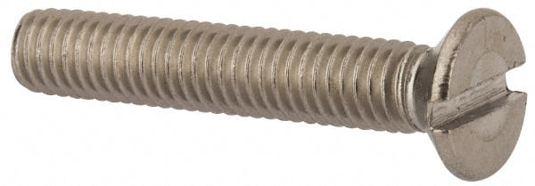 Value Collection - M6x1.00 Metric Coarse, 35mm OAL Slotted Drive Machine Screw - Flat Head, Grade 316 & A4 Stainless Steel, Uncoated, Without Washer - Exact Tooling