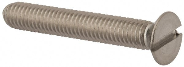 Value Collection - M6x1.00 Metric Coarse, 40mm OAL Slotted Drive Machine Screw - Flat Head, Grade 316 & A4 Stainless Steel, Uncoated, Without Washer - Exact Tooling