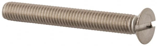 Value Collection - M6x1.00 Metric Coarse, 50mm OAL Slotted Drive Machine Screw - Flat Head, Grade 316 & A4 Stainless Steel, Uncoated, Without Washer - Exact Tooling