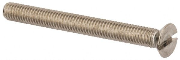 Value Collection - M6x1.00 Metric Coarse, 60mm OAL Slotted Drive Machine Screw - Flat Head, Grade 316 & A4 Stainless Steel, Uncoated, Without Washer - Exact Tooling