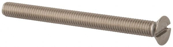 Value Collection - M6x1.00 Metric Coarse, 70mm OAL Slotted Drive Machine Screw - Flat Head, Grade 316 & A4 Stainless Steel, Uncoated, Without Washer - Exact Tooling