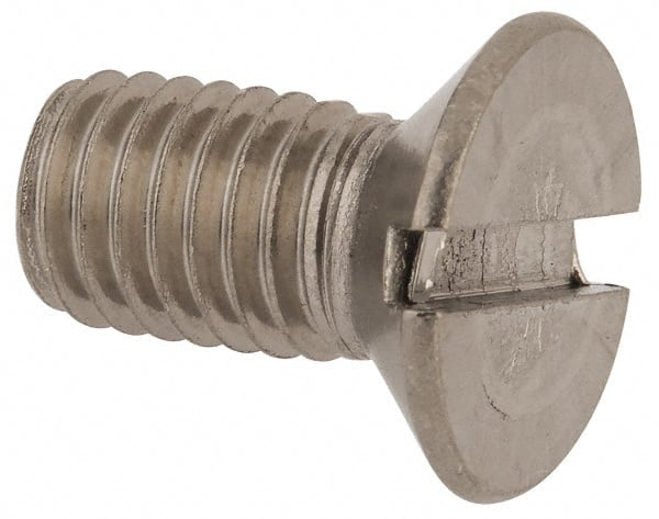Value Collection - M8x1.25 Metric Coarse, 16mm OAL Slotted Drive Machine Screw - Flat Head, Grade 316 & A4 Stainless Steel, Uncoated, Without Washer - Exact Tooling