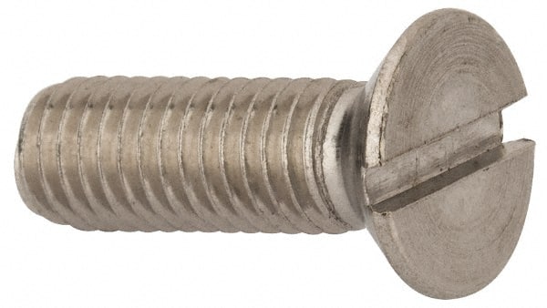 Value Collection - M8x1.25 Metric Coarse, 25mm OAL Slotted Drive Machine Screw - Flat Head, Grade 316 & A4 Stainless Steel, Uncoated, Without Washer - Exact Tooling