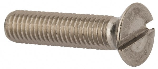 Value Collection - M8x1.25 Metric Coarse, 35mm OAL Slotted Drive Machine Screw - Flat Head, Grade 316 & A4 Stainless Steel, Uncoated, Without Washer - Exact Tooling