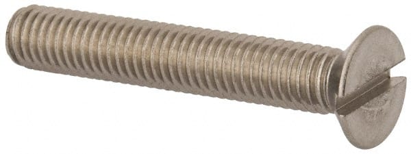 Value Collection - M8x1.25 Metric Coarse, 50mm OAL Slotted Drive Machine Screw - Flat Head, Grade 316 & A4 Stainless Steel, Uncoated, Without Washer - Exact Tooling