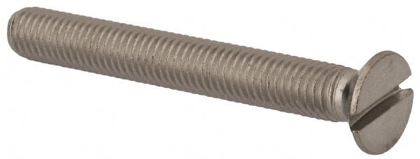 Value Collection - M8x1.25 Metric Coarse, 65mm OAL Slotted Drive Machine Screw - Flat Head, Grade 316 & A4 Stainless Steel, Uncoated, Without Washer - Exact Tooling