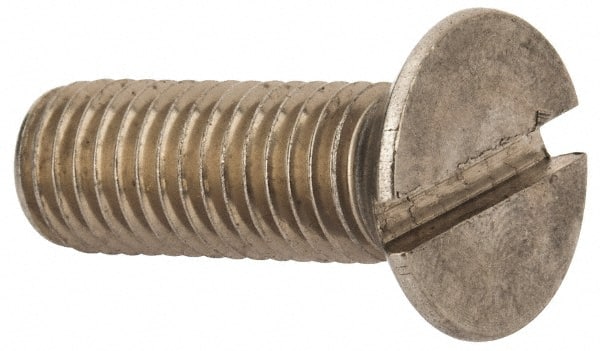 Value Collection - M10x1.50 Metric Coarse, 30mm OAL Slotted Drive Machine Screw - Flat Head, Grade 316 & A4 Stainless Steel, Uncoated, Without Washer - Exact Tooling