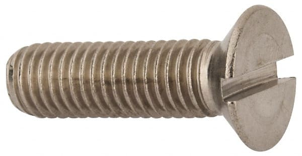 Value Collection - M10x1.50 Metric Coarse, 35mm OAL Slotted Drive Machine Screw - Flat Head, Grade 316 & A4 Stainless Steel, Uncoated, Without Washer - Exact Tooling