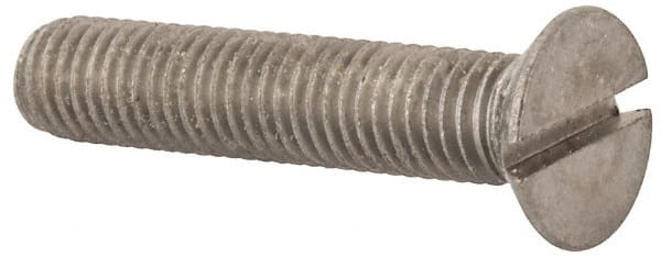 Value Collection - M10x1.50 Metric Coarse, 50mm OAL Slotted Drive Machine Screw - Flat Head, Grade 316 & A4 Stainless Steel, Uncoated, Without Washer - Exact Tooling