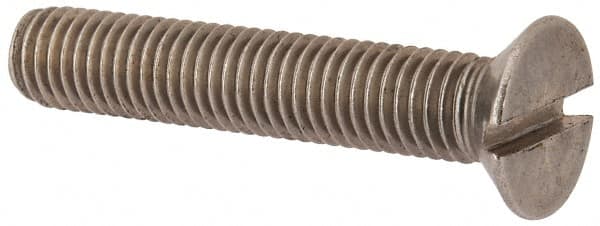 Value Collection - M10x1.50 Metric Coarse, 55mm OAL Slotted Drive Machine Screw - Flat Head, Grade 316 & A4 Stainless Steel, Uncoated, Without Washer - Exact Tooling