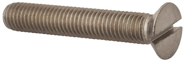 Value Collection - M10x1.50 Metric Coarse, 60mm OAL Slotted Drive Machine Screw - Flat Head, Grade 316 & A4 Stainless Steel, Uncoated, Without Washer - Exact Tooling
