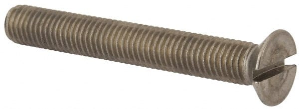Value Collection - M10x1.50 Metric Coarse, 75mm OAL Slotted Drive Machine Screw - Flat Head, Grade 316 & A4 Stainless Steel, Uncoated, Without Washer - Exact Tooling