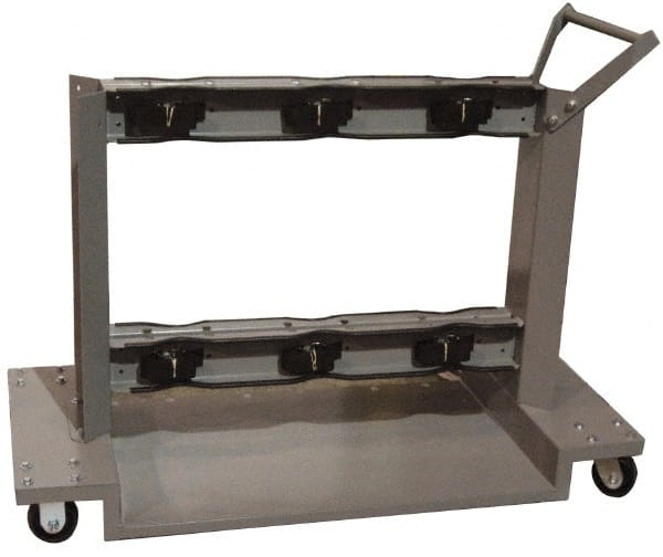 Made in USA - 24" Long x 52" Wide x 72" High, Gas Six Cylinder Wheeled Cart - Fits 4, 5, 6, 7, 8, 9, 10, 11, 12" Diameter Cylinders - Exact Tooling