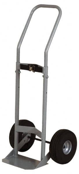 Made in USA - 47" OAH Cylinder Hand Truck - Swept Back Handle, Steel, Full Pneumatic Wheels - Exact Tooling
