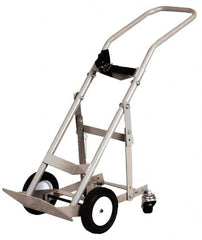Made in USA - 47" OAH Cylinder Hand Truck - Swept Back Handle, Steel, Semi-Pneumatic Wheels - Exact Tooling