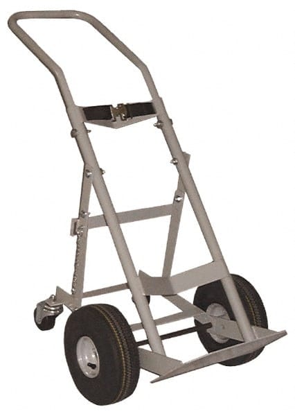 Made in USA - 47" OAH Cylinder Hand Truck - Swept Back Handle, Steel, Full Pneumatic Wheels - Exact Tooling