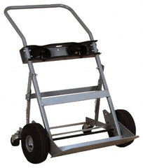 Made in USA - 47" OAH Cylinder Hand Truck - Swept Back Handle, Steel, Full Pneumatic Wheels - Exact Tooling