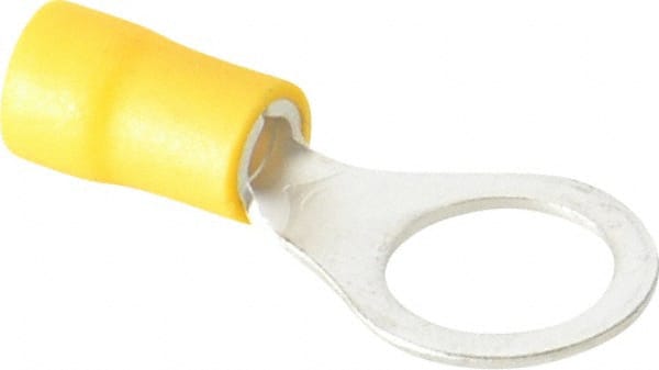 Ideal - 12-10 AWG Partially Insulated Crimp Connection Circular Ring Terminal - 3/8" Stud, 1.339" OAL x 0.512" Wide, Tin Plated Brass Contact - Exact Tooling