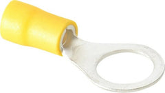 Ideal - 12-10 AWG Partially Insulated Crimp Connection Circular Ring Terminal - 3/8" Stud, 1.339" OAL x 0.512" Wide, Tin Plated Brass Contact - Exact Tooling