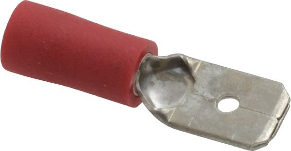 Ideal - 22 to 18 AWG, Vinyl, Fully Insulated, Male Wire Disconnect - 1/4 Inch Wide Tab, Red, cUL Listed, RoHS Compliant, UL Listed - Exact Tooling